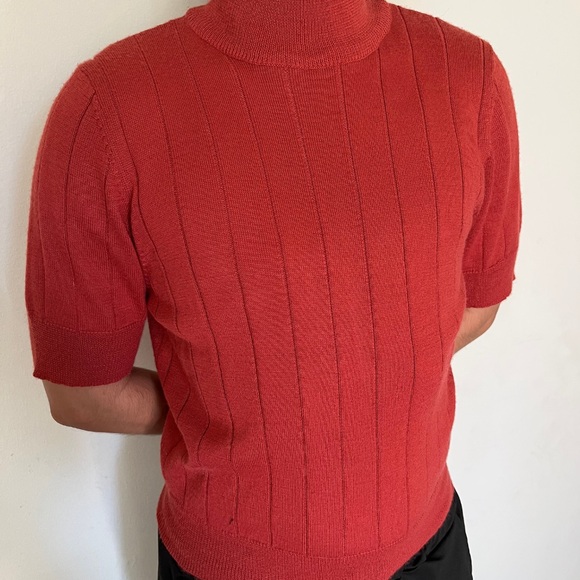 Vintage Mock Neck Sweater Coral Red Color - Picture 4 of 4